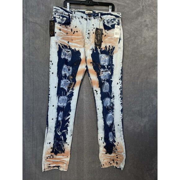 FWRD Paint Splatter Men’s Slim Fit Stretch Distressed Jeans Size 38x32 - Picture 2 of 13